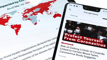Covid-19 web headlines on mobile devices