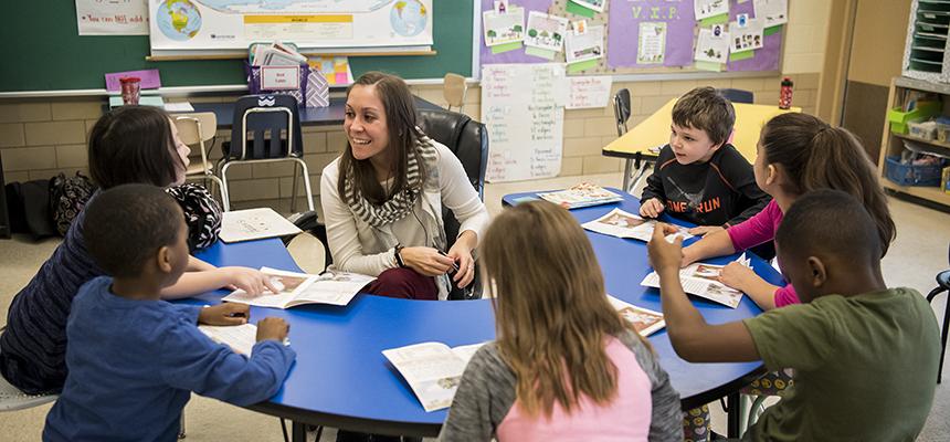 teacher with students